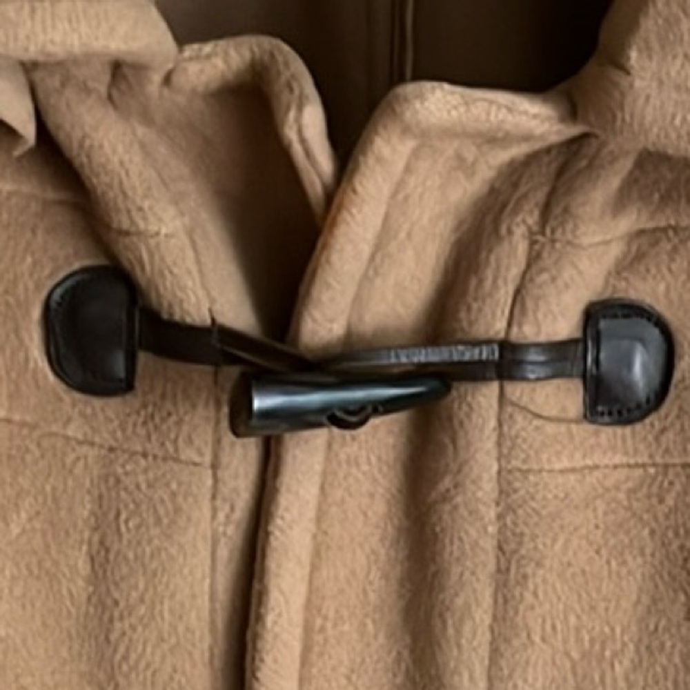 Burberry Vintage Wool Hooded Duffle Coat Beige Sz Small - Picture 5 of 13